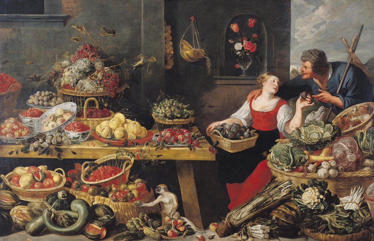 Mercato di frutta e verdura da Frans Snyders or Snijders