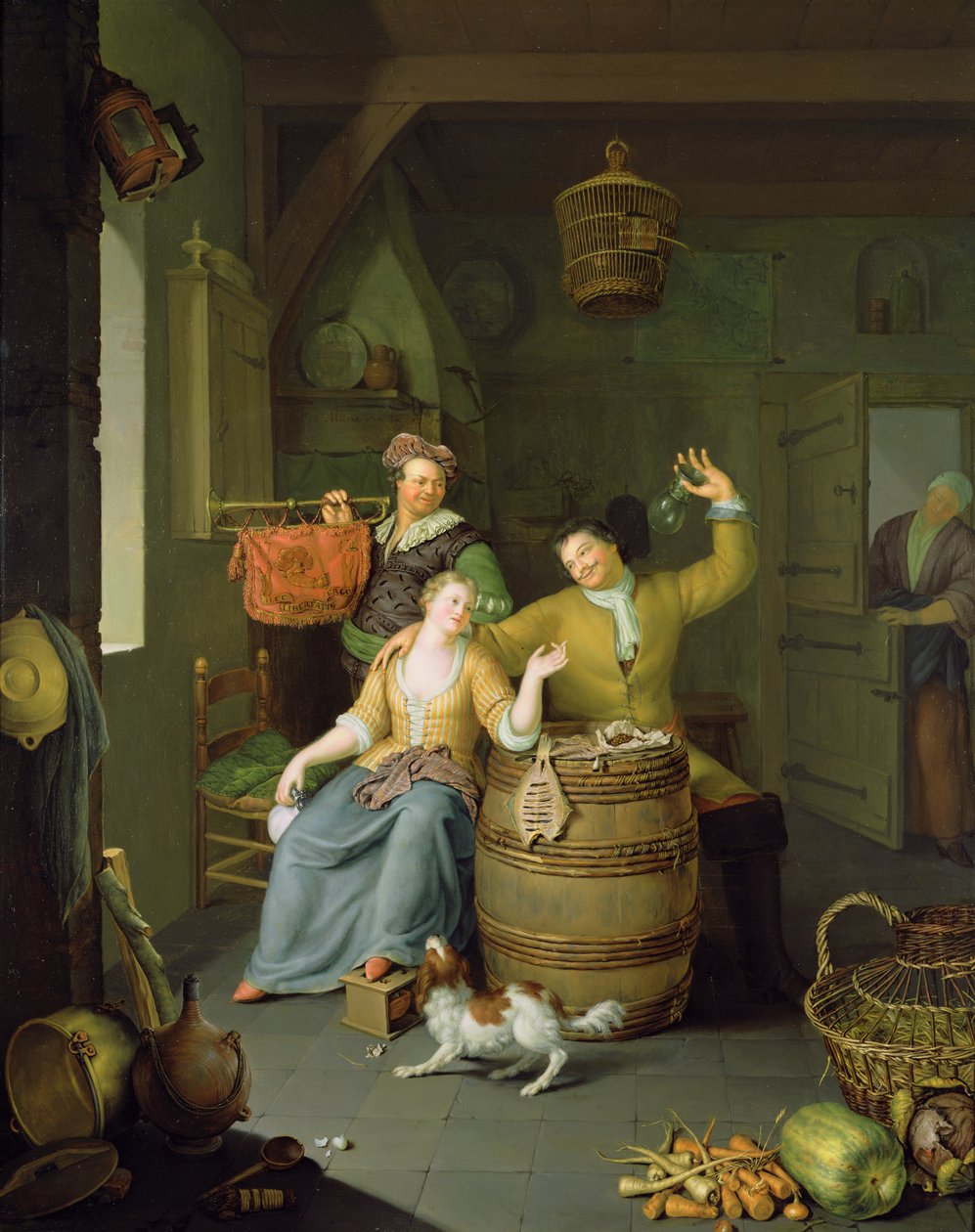 Interno con una coppia che festeggia da Frans van Mieris