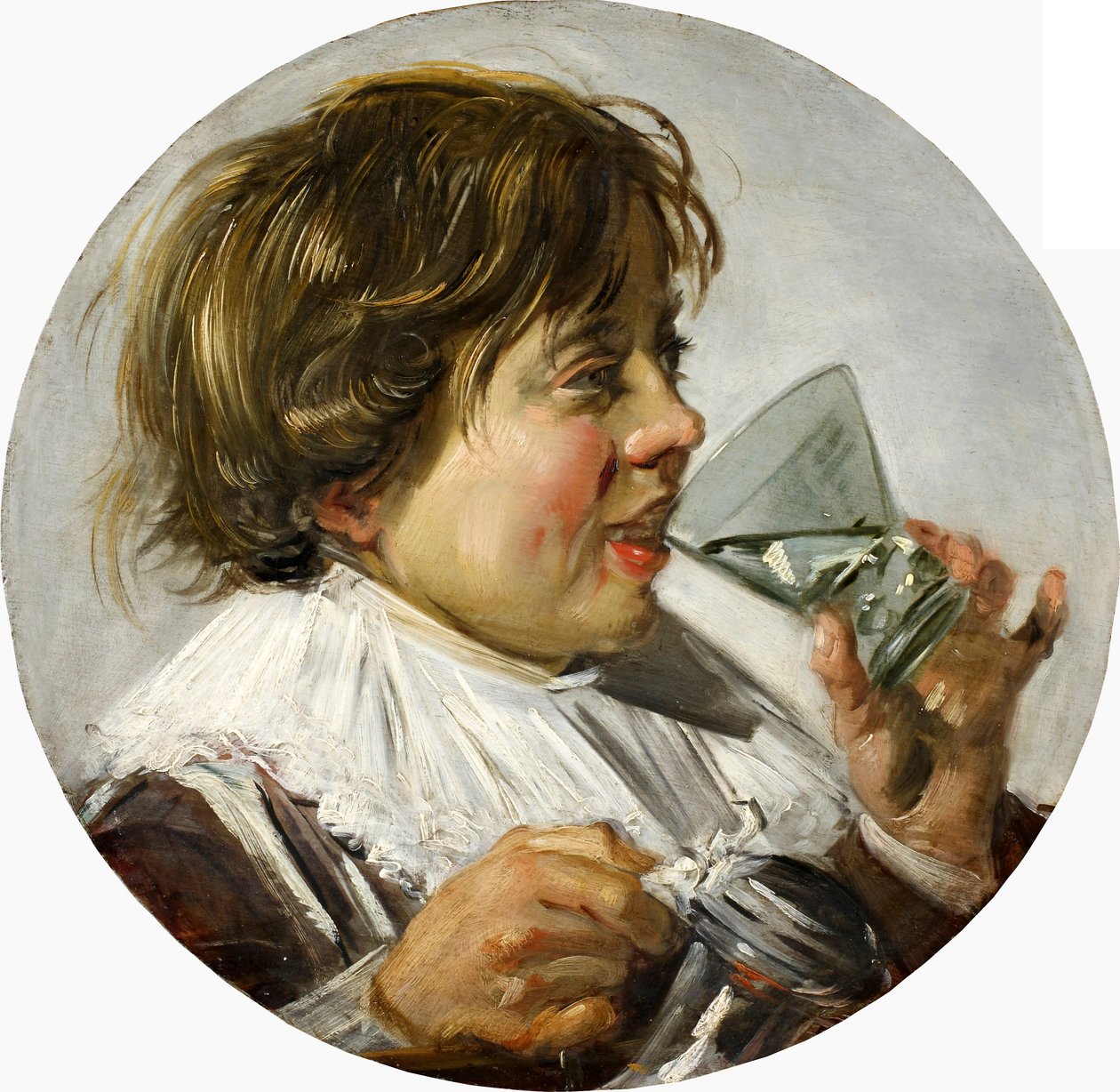 Mezzobusto di un ragazzo che ride con bicchiere di vino da Frans Hals
