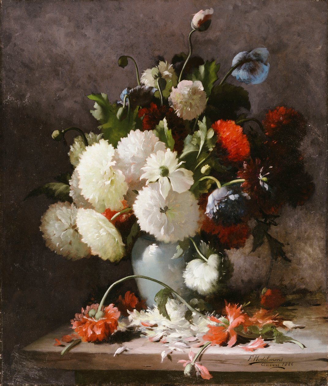 Peonie su una Mensola di Pietra da Frans Mortelmans
