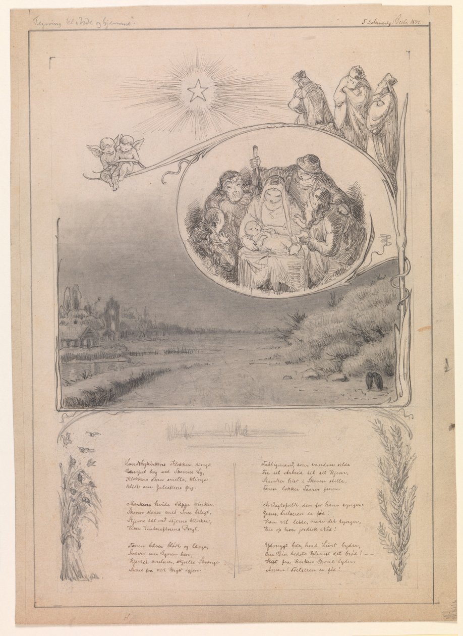Disegno di Natale per "Ude og hjemme" da Frans Schwartz