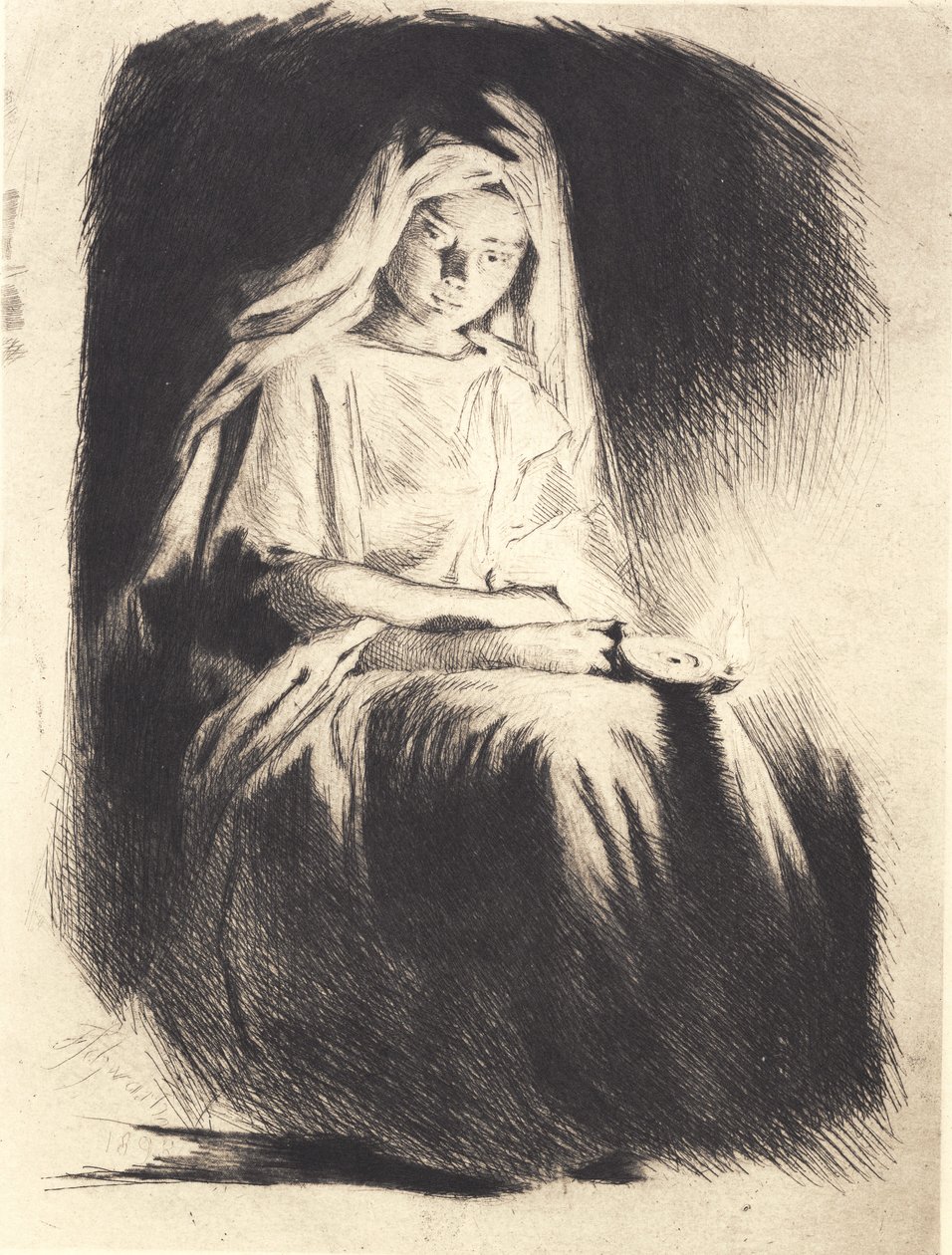 Donna con la lampada da Frans Schwartz