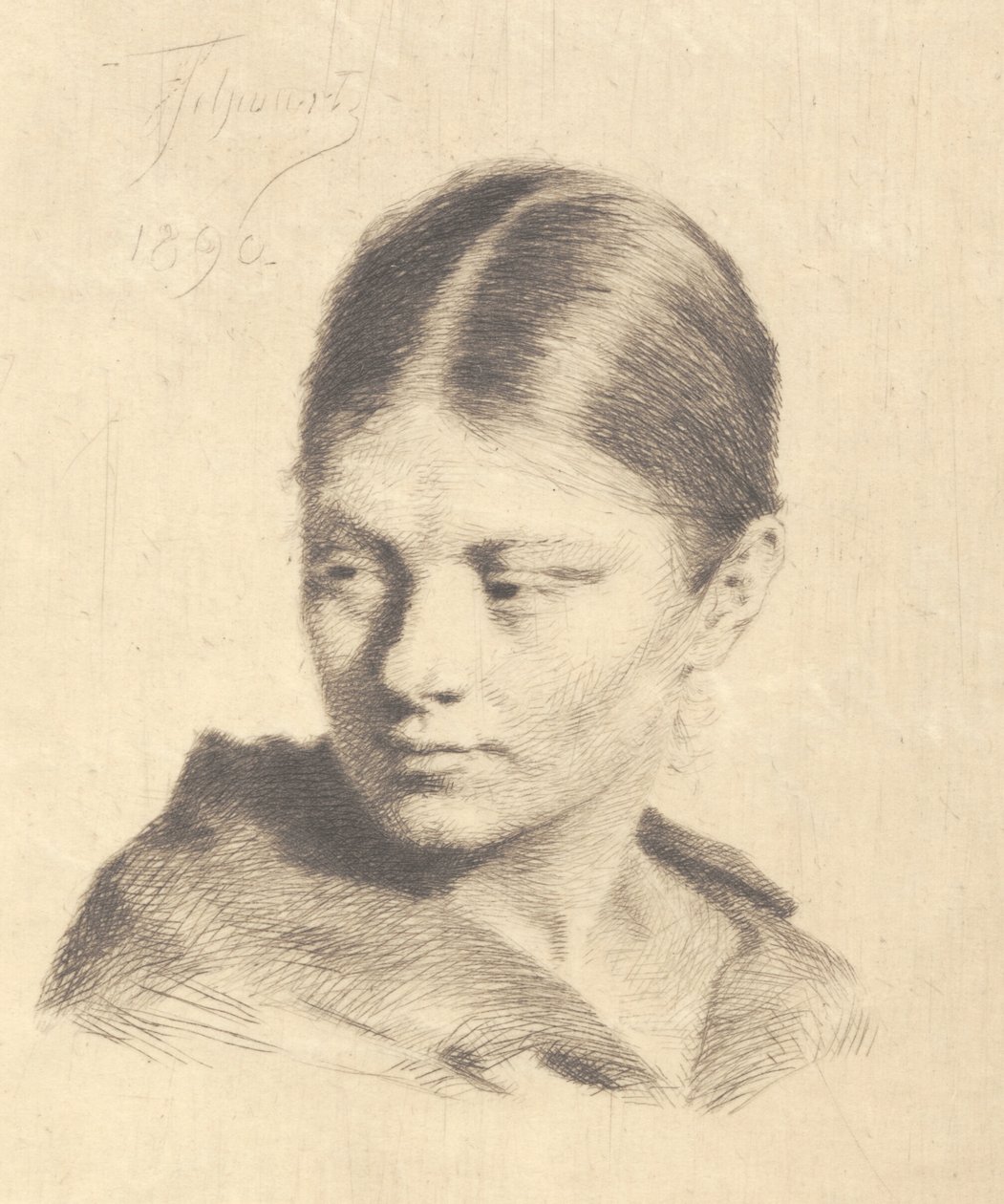 Giovane ragazza che guarda di lato da Frans Schwartz