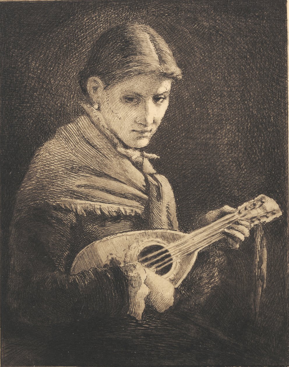 Giovane ragazza con mandolino da Frans Schwartz