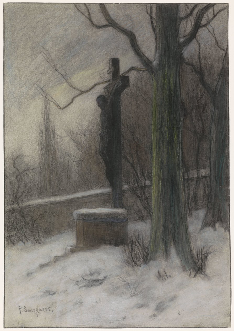 Crocifisso in una foresta innevata da Frans Alexander Evert Lodewijk Smissaert
