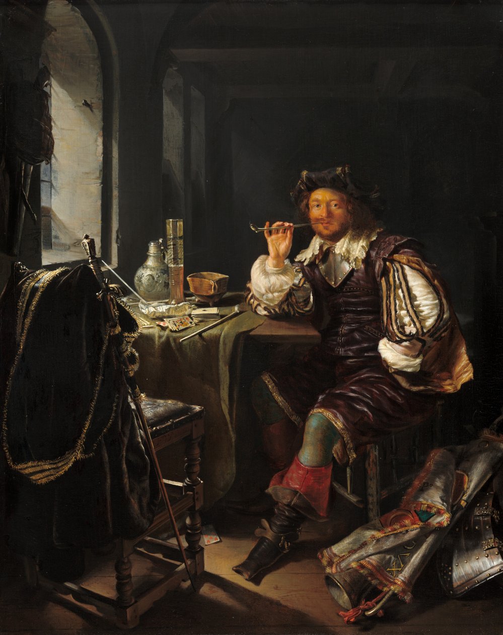 Un Soldato che Fuma una Pipa da Frans van Mieris