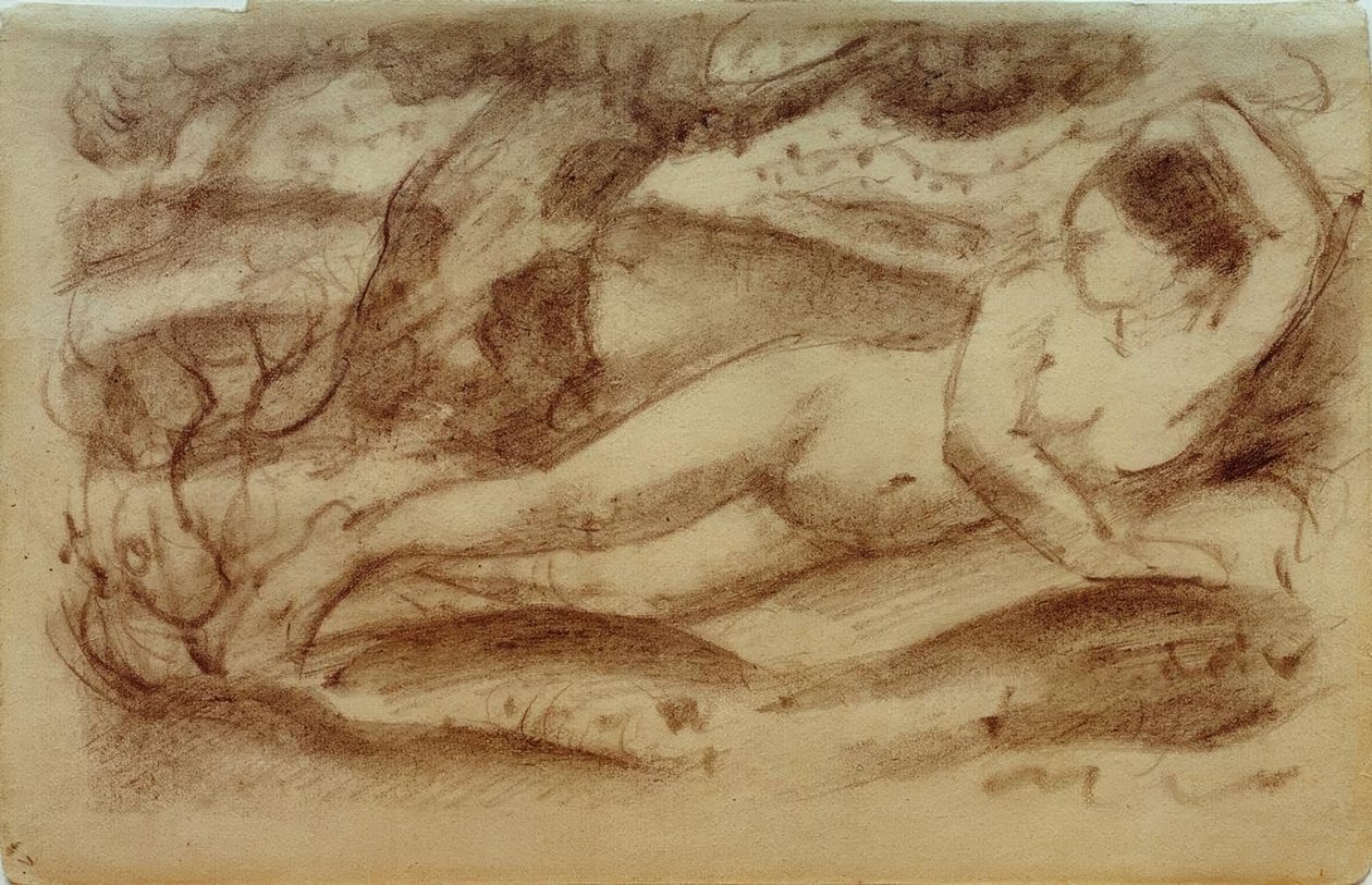 Nudo femminile disteso nel paesaggio da Franz Marc