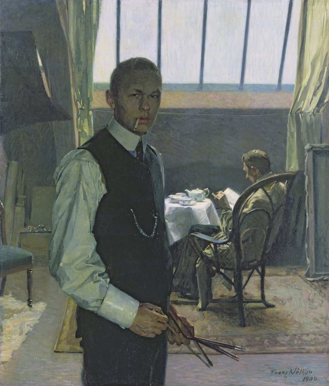 Autoritratto nello studio, 1904 da Franz Nolken