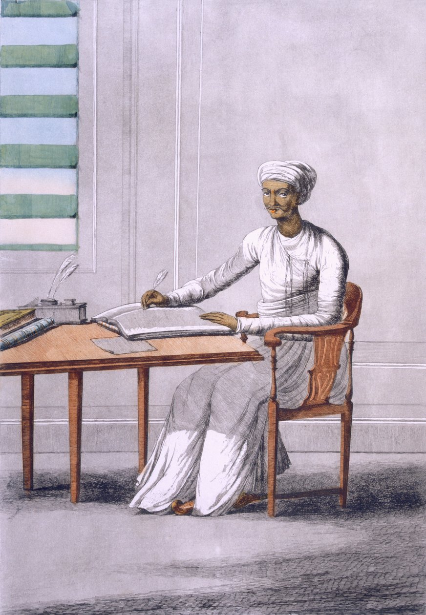 Un causto scrivano, pub. 1808-12 da Franz Balthazar Solvyns