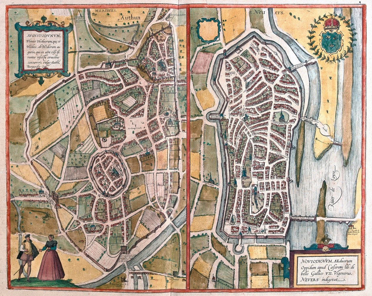 Autun e Nevers, Francia (incisione) da Franz Hogenberg
