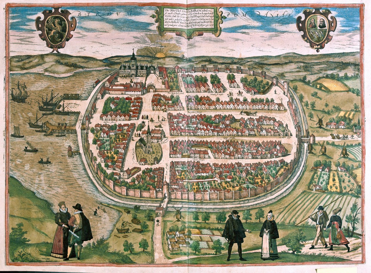 Barth in Pomerania, Germania (incisione) da Franz Hogenberg