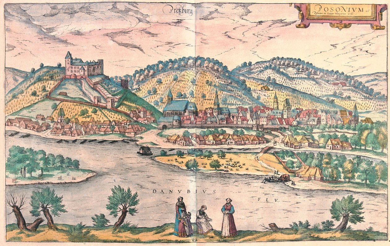 Bratislava = Presburgo, Slovacchia (incisione) da Franz Hogenberg
