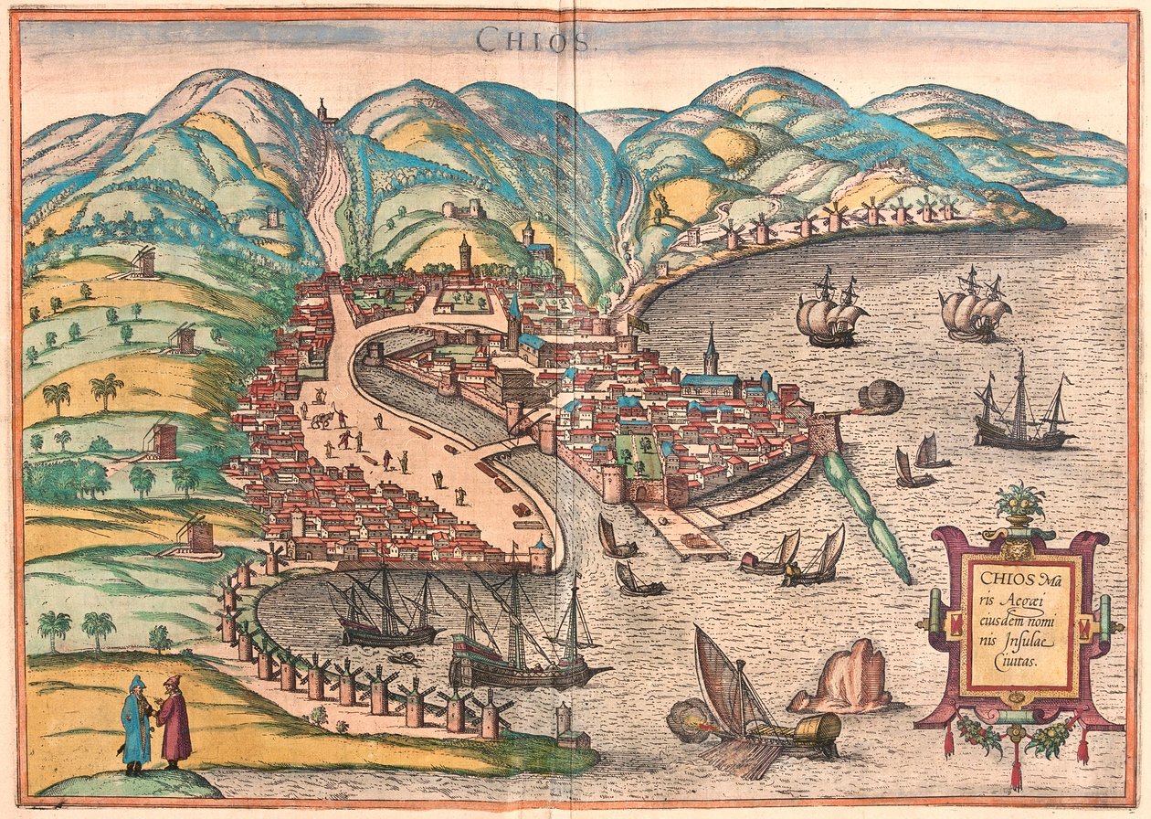 Chios o Chio, Grecia (incisione) da Franz Hogenberg