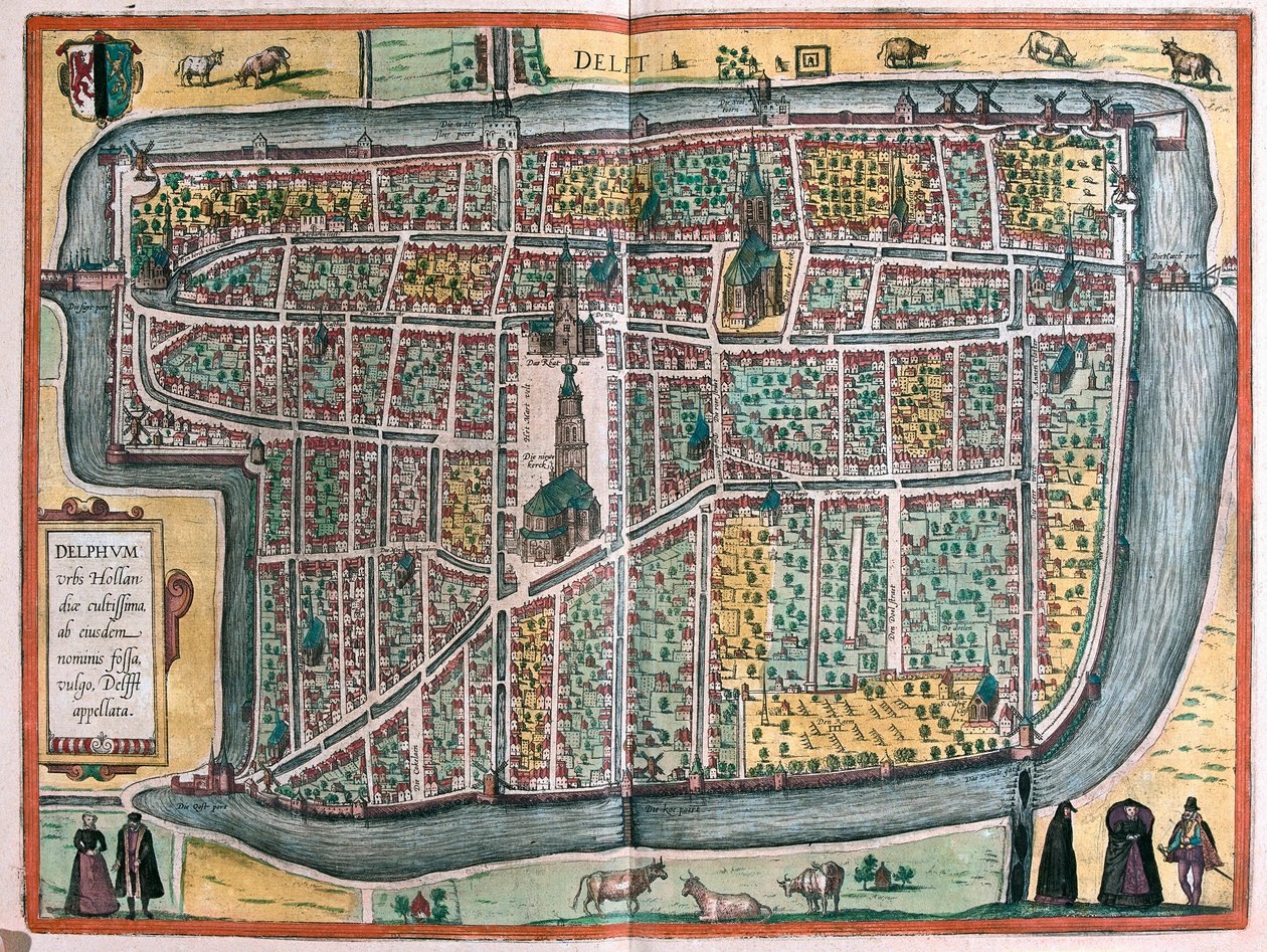 Delft, Paesi Bassi (incisione) da Franz Hogenberg