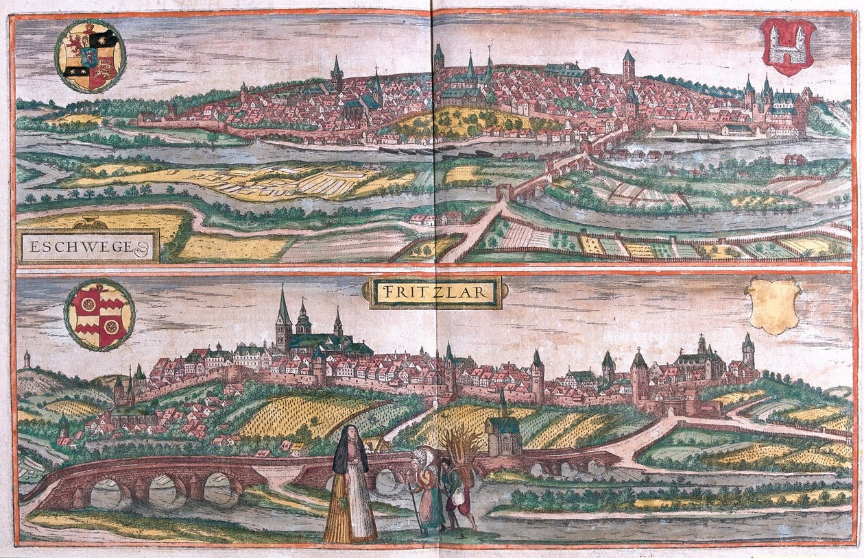 Eschwege e Fritzlar, Germania (incisione) da Franz Hogenberg