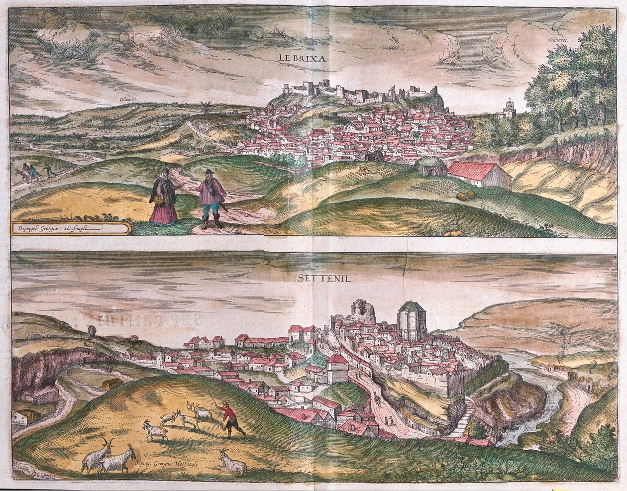 Lebrija e Setenil - Spagna (incisione) da Franz Hogenberg