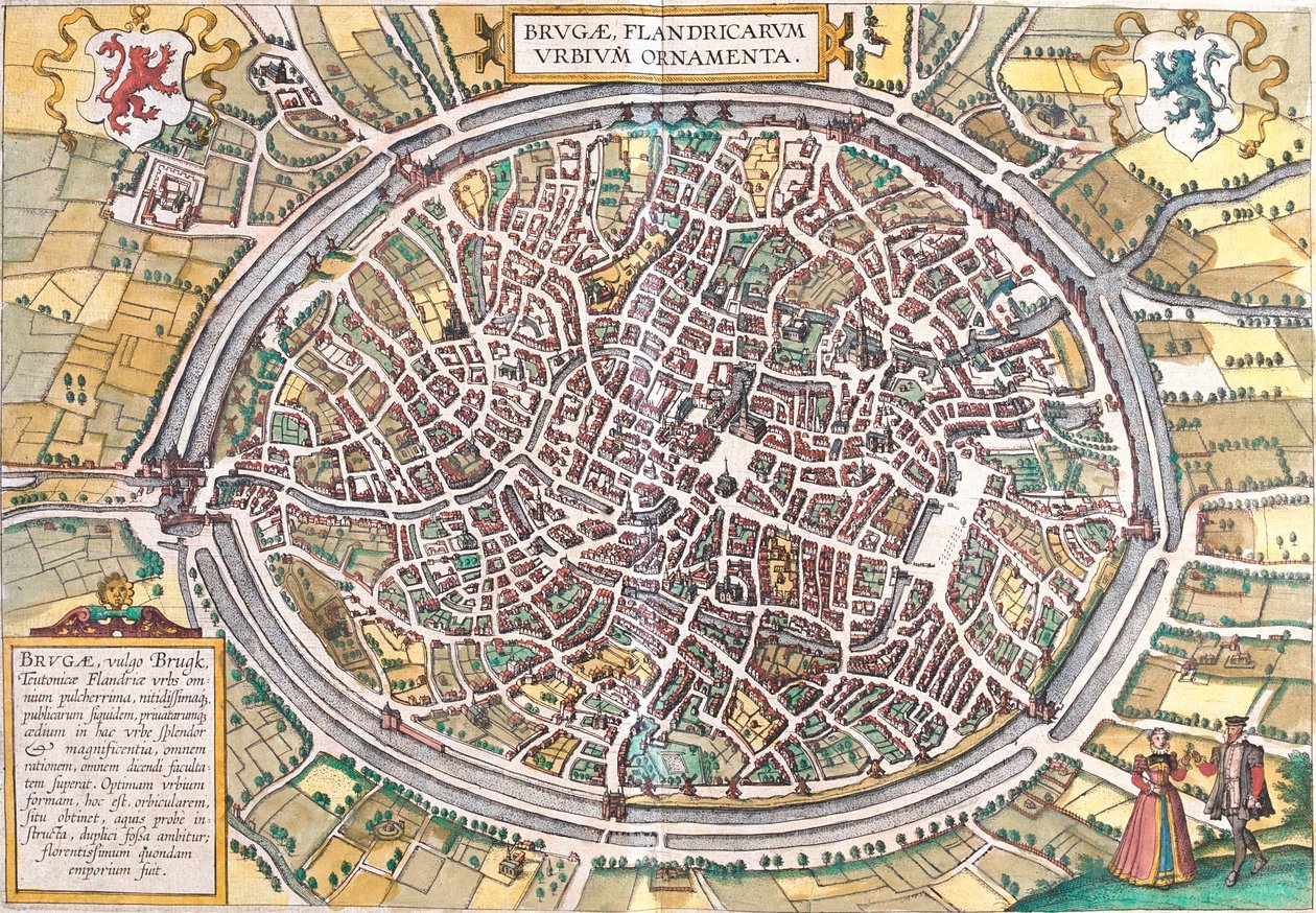 Mappa di Bruges (Brugae), Belgio da Franz Hogenberg
