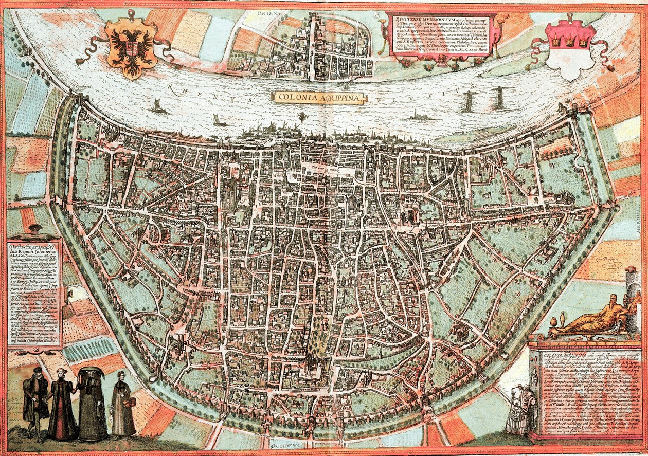 Mappa di Colonia - Germania (incisione) da Franz Hogenberg