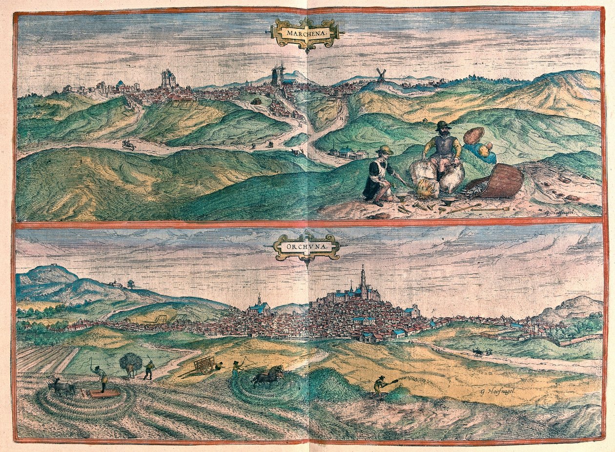 Marchena - Osuna, Catalogna, Spagna (incisione) da Franz Hogenberg
