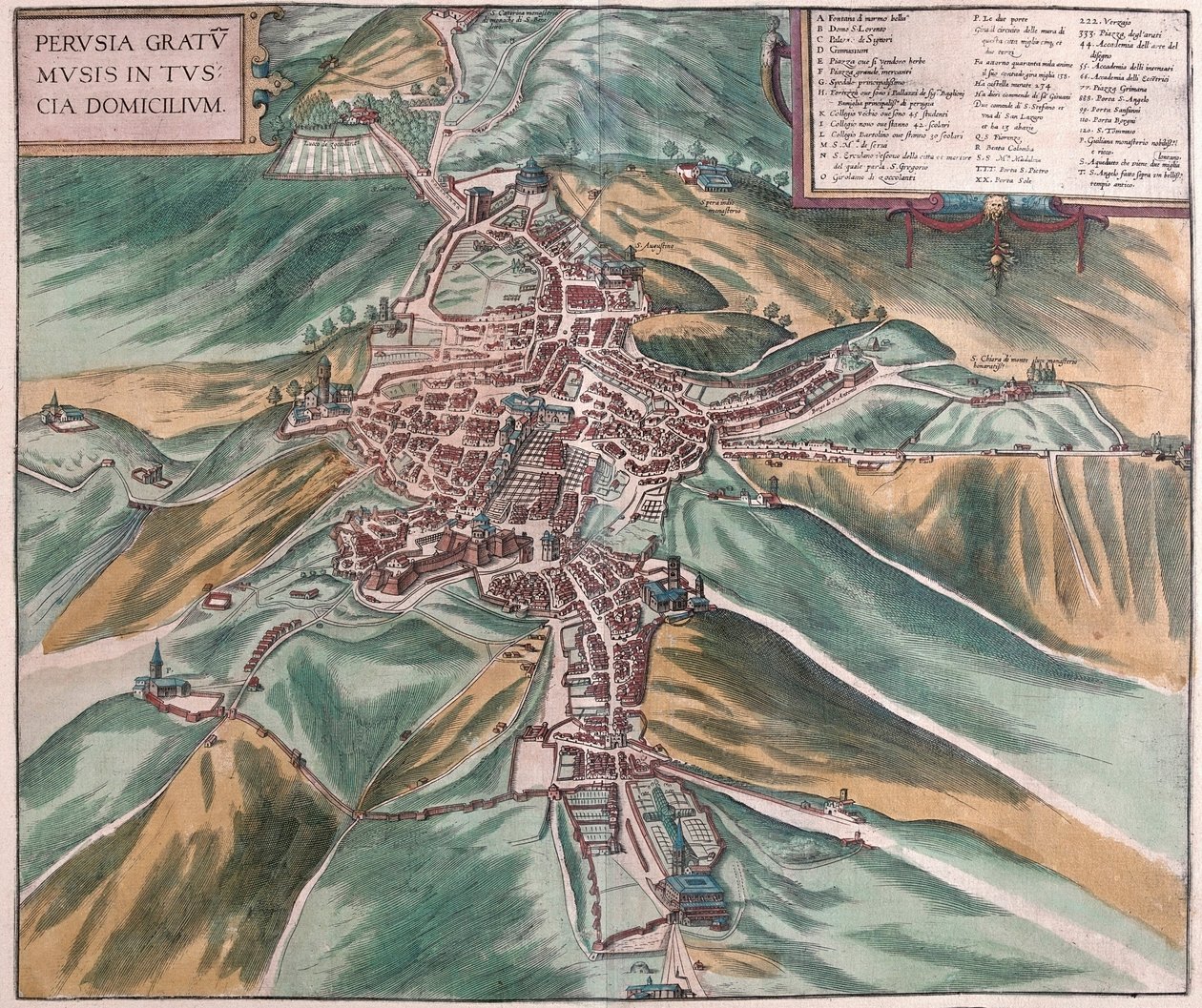Perugia, Italia (incisione) da Franz Hogenberg