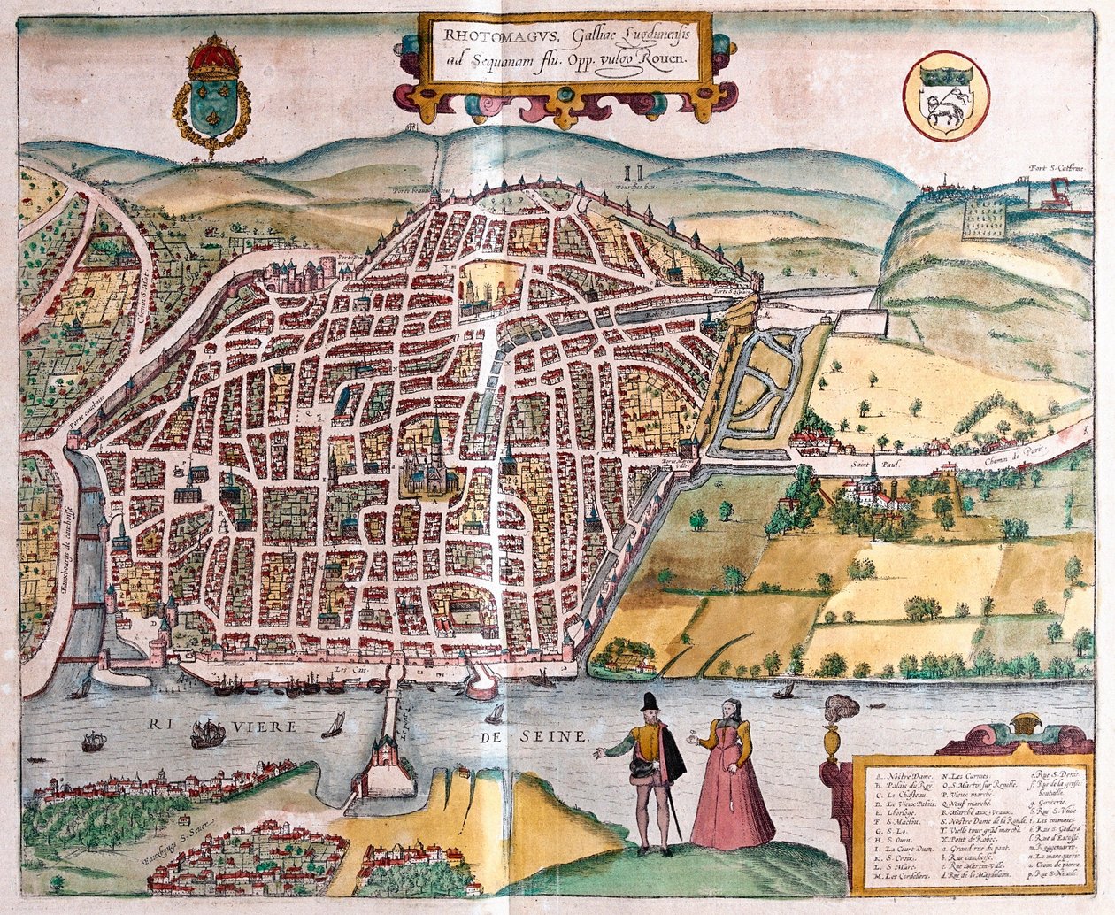Rouen - Francia (incisione) da Franz Hogenberg
