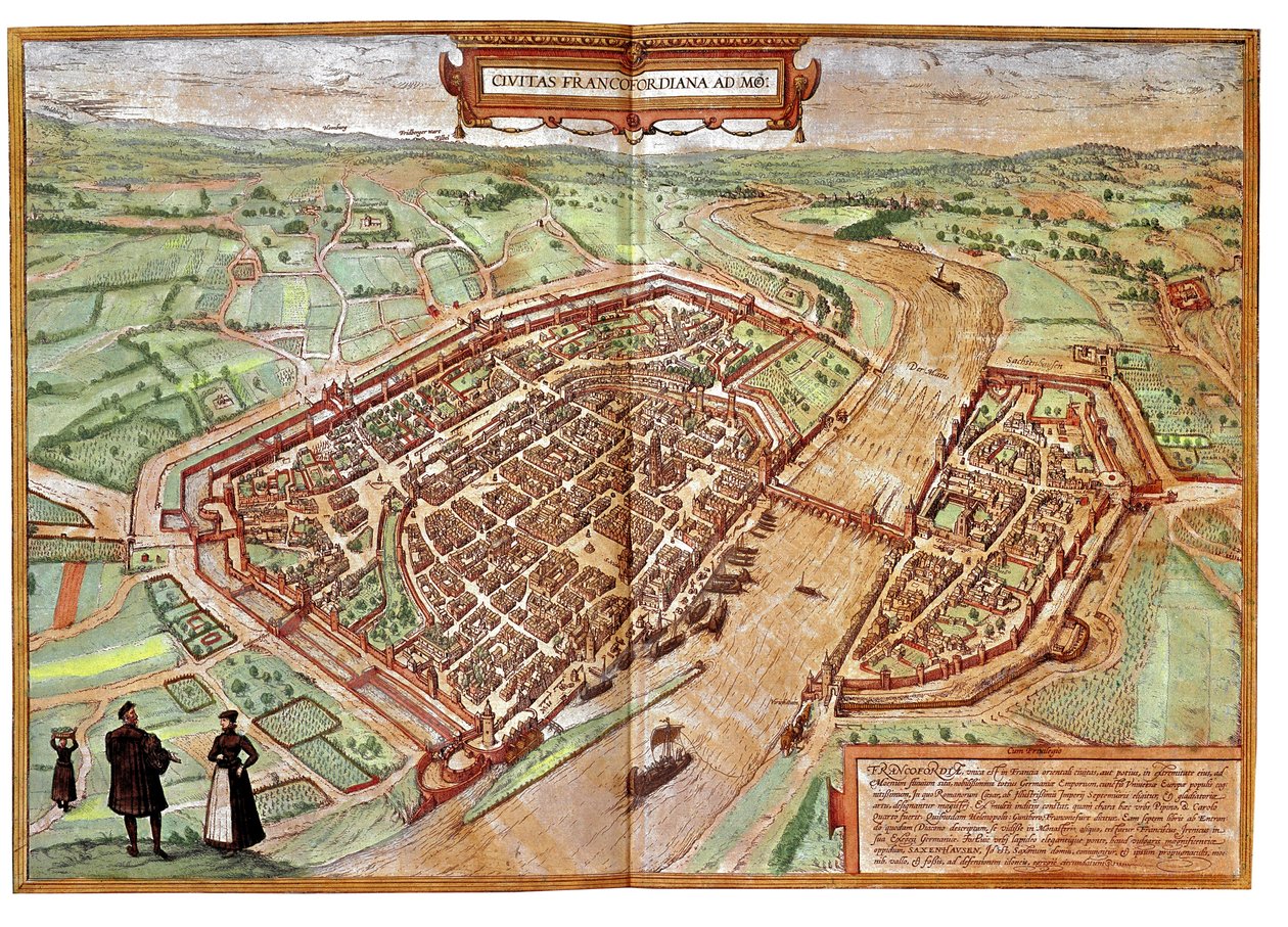 Veduta di Francoforte sul Meno, Germania (incisione) da Franz Hogenberg
