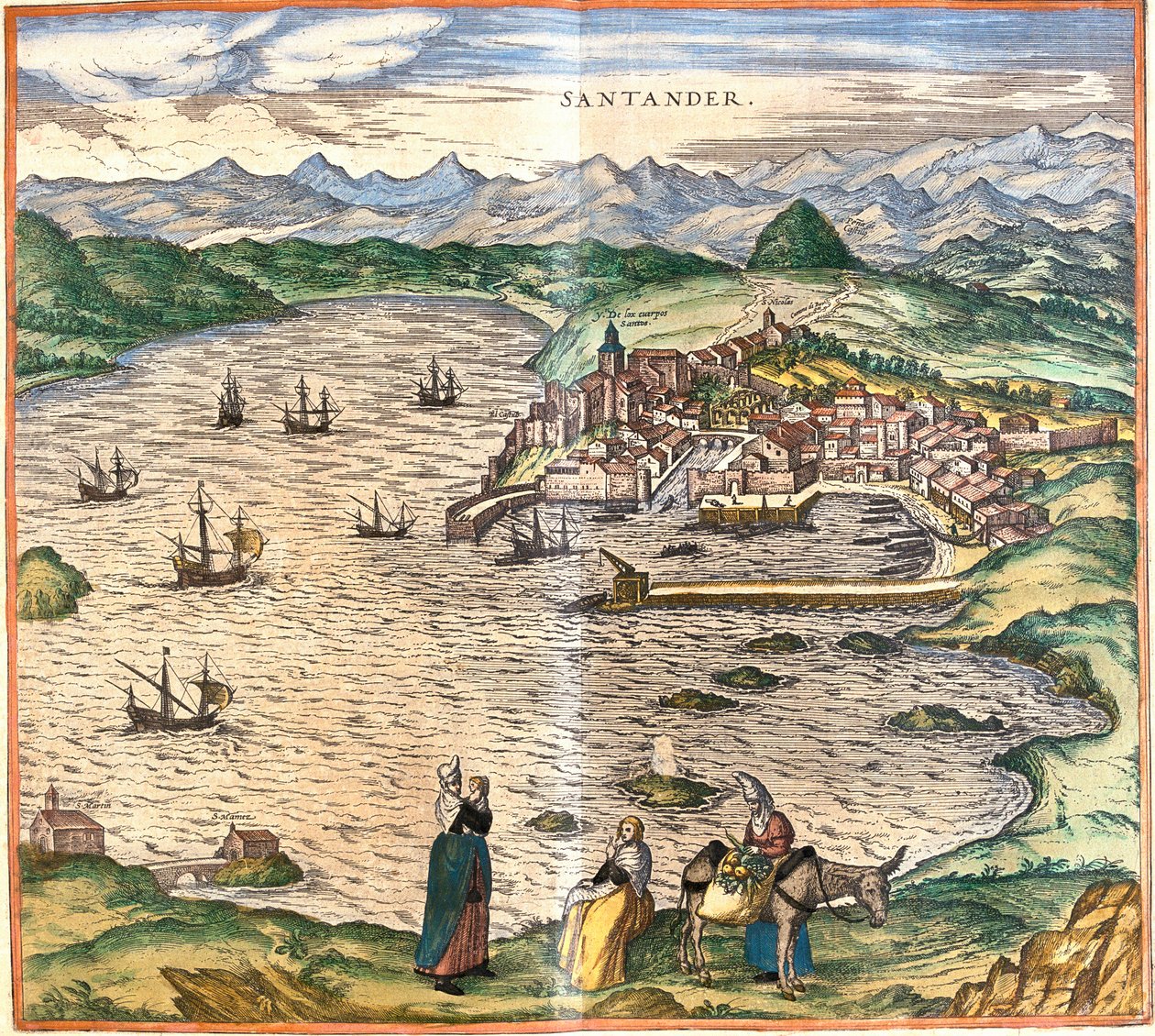 Veduta di Santander, Spagna da Franz Hogenberg