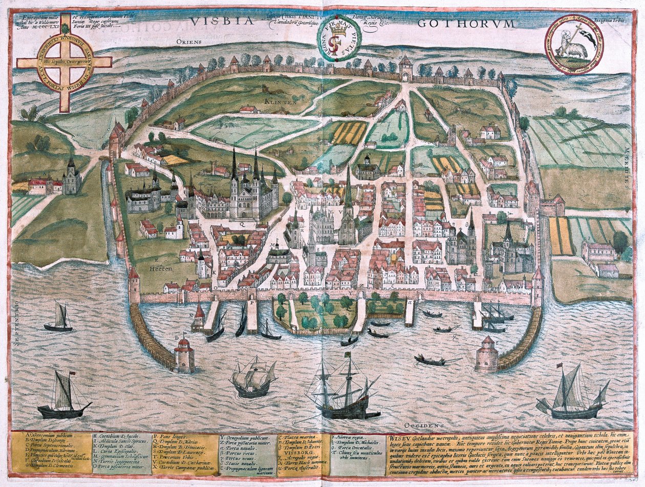 Visby, Isola di Gotland, Svezia (incisione) da Franz Hogenberg