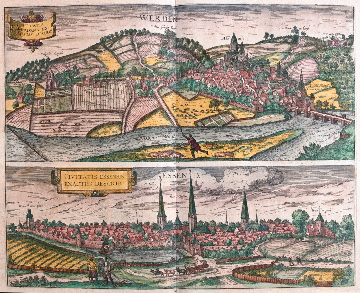 Werden ed Essen, Germania (incisione) da Franz Hogenberg