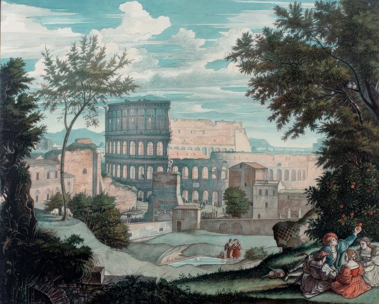 Il Colosseo con figure romantiche da Franz Horny