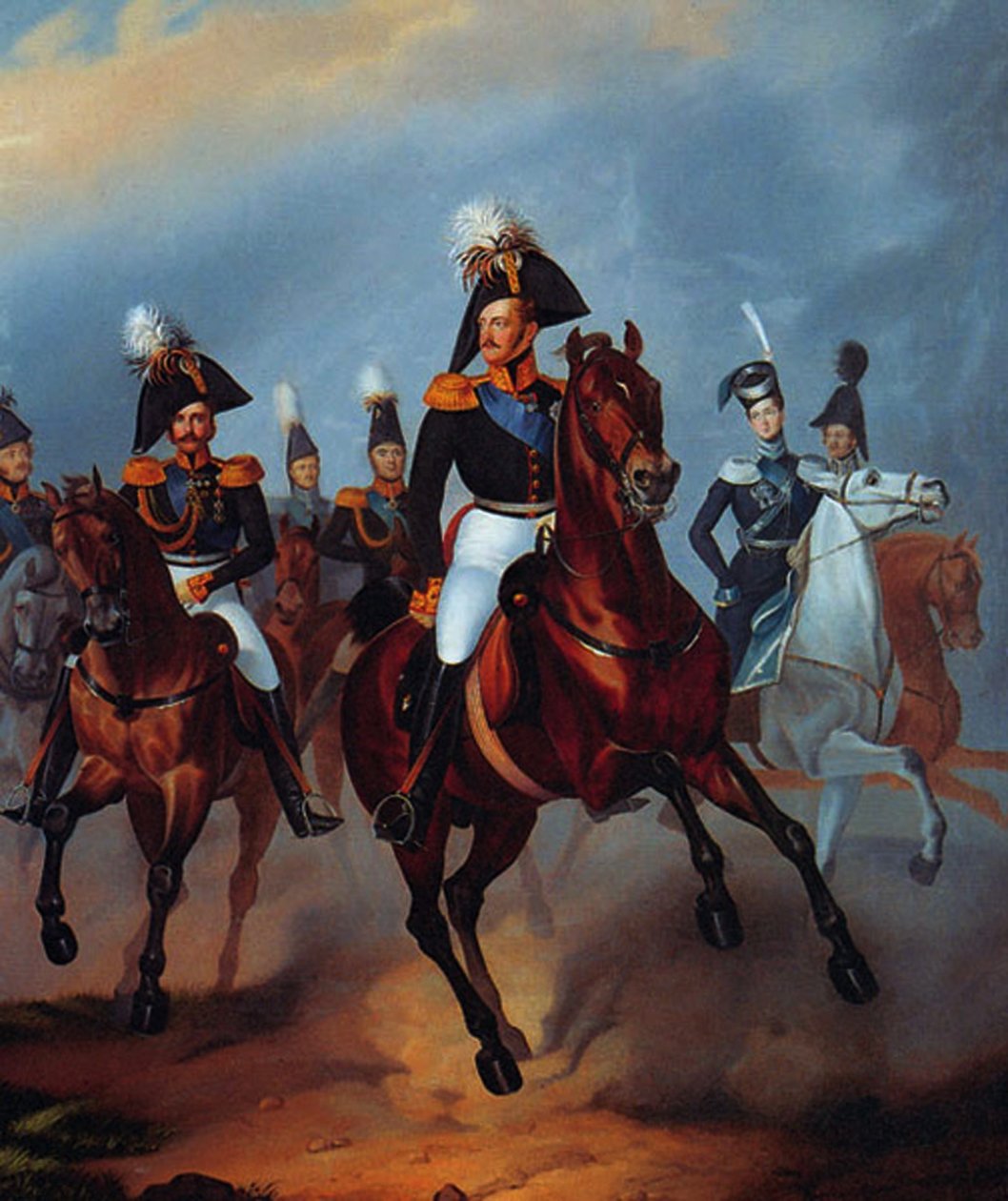 Nicola I con i suoi ufficiali, 1835 da Franz Krüger