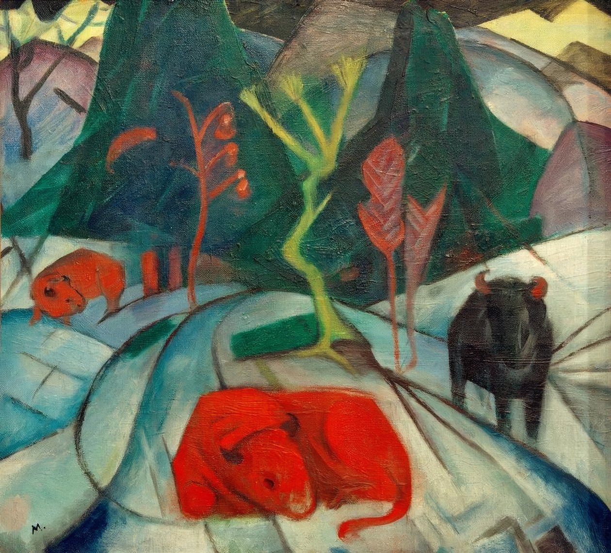 Bisonte in inverno (Bisonte rosso) da Franz Marc