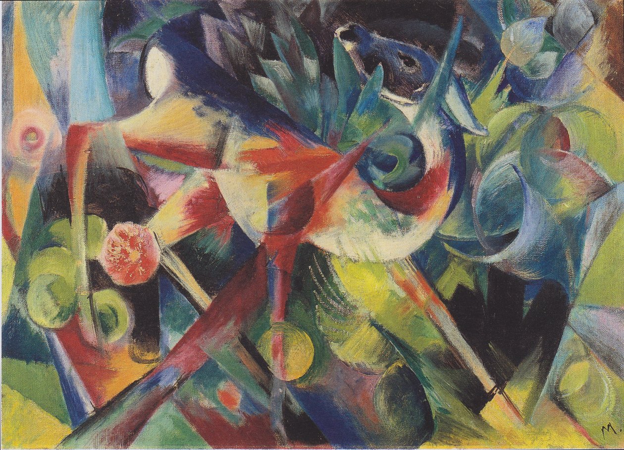 Cervo nel giardino fiorito da Franz Marc
