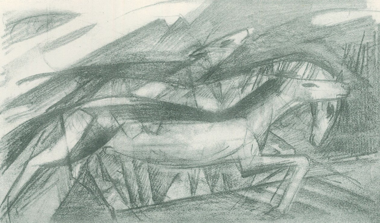 Cavalli da caccia in un paesaggio astratto da Franz Marc