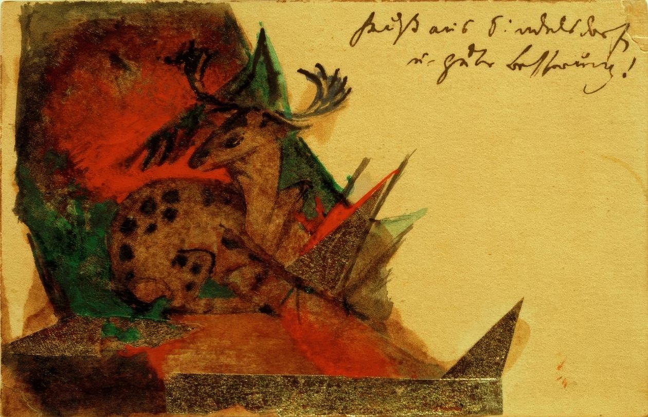 Cervo sdraiato da Franz Marc