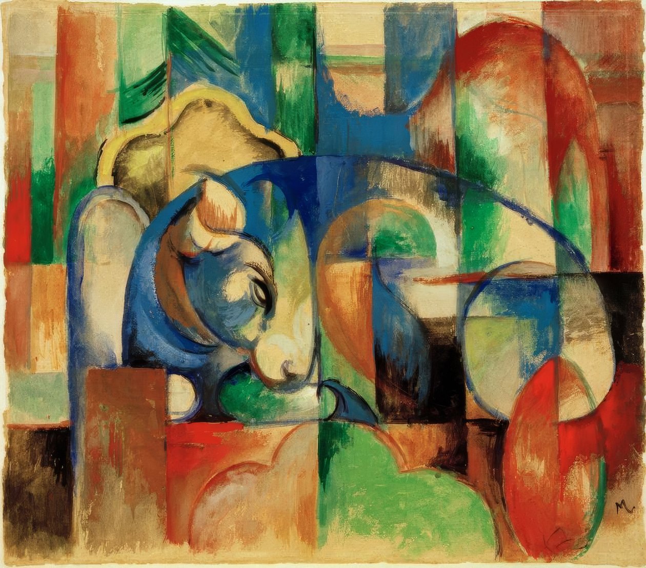 Toro sdraiato da Franz Marc