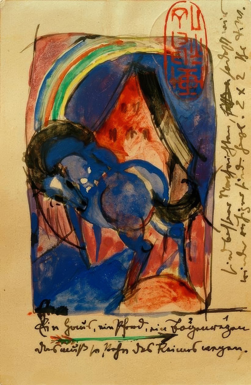 Cavallo e casa con arcobaleno da Franz Marc