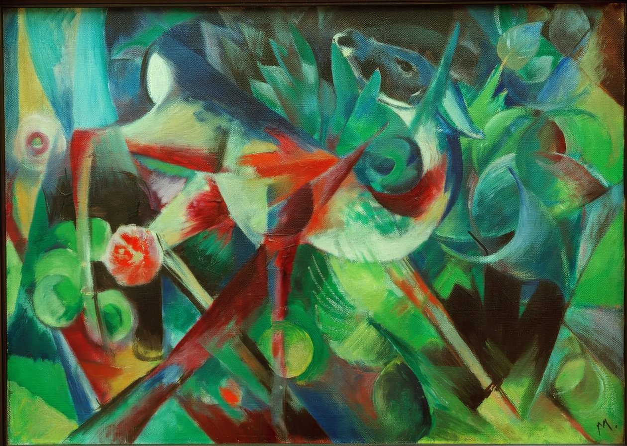 Cervo nel giardino fiorito da Franz Marc
