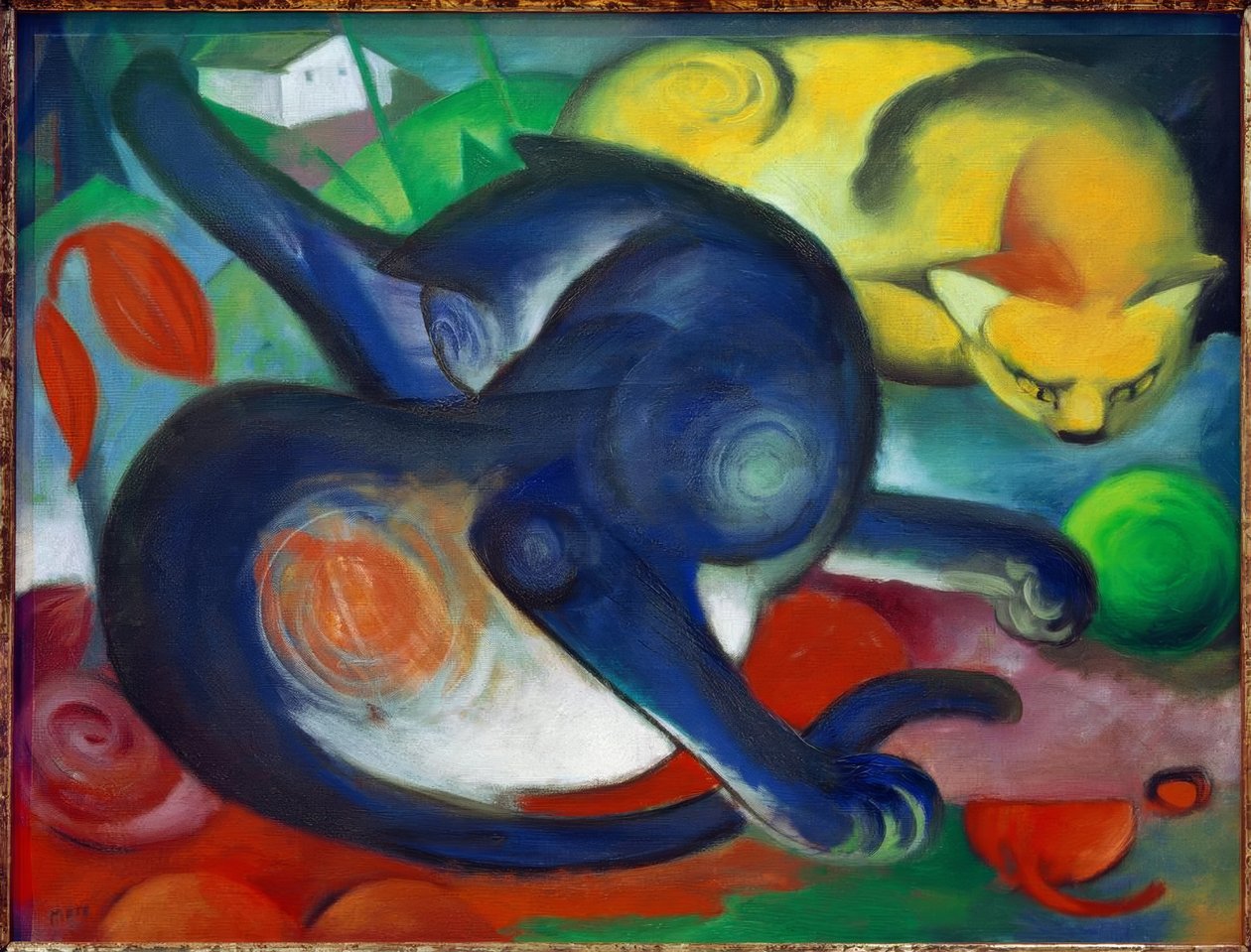 Due gatti, blu e giallo da Franz Marc