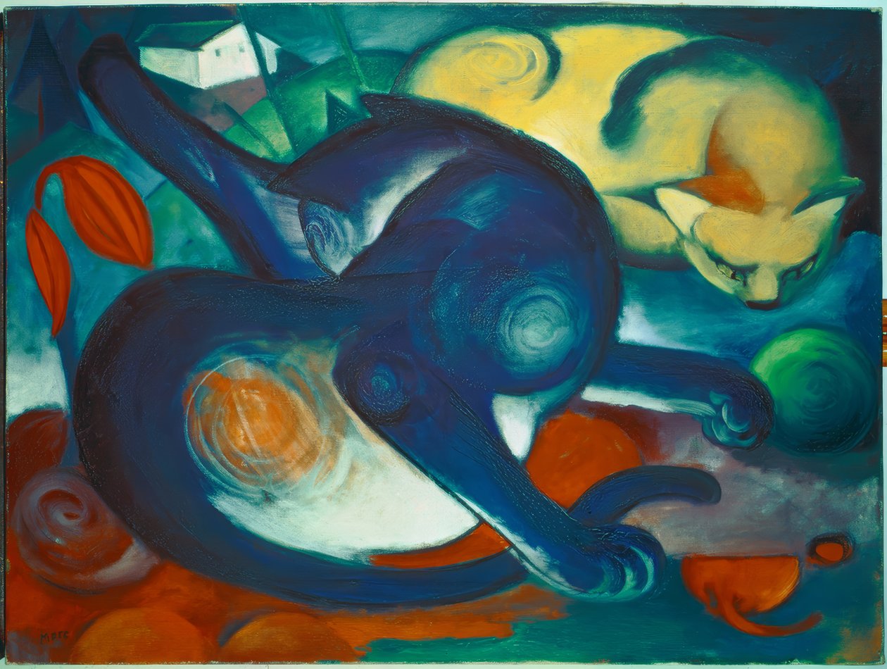 Due gatti, blu e giallo da Franz Marc