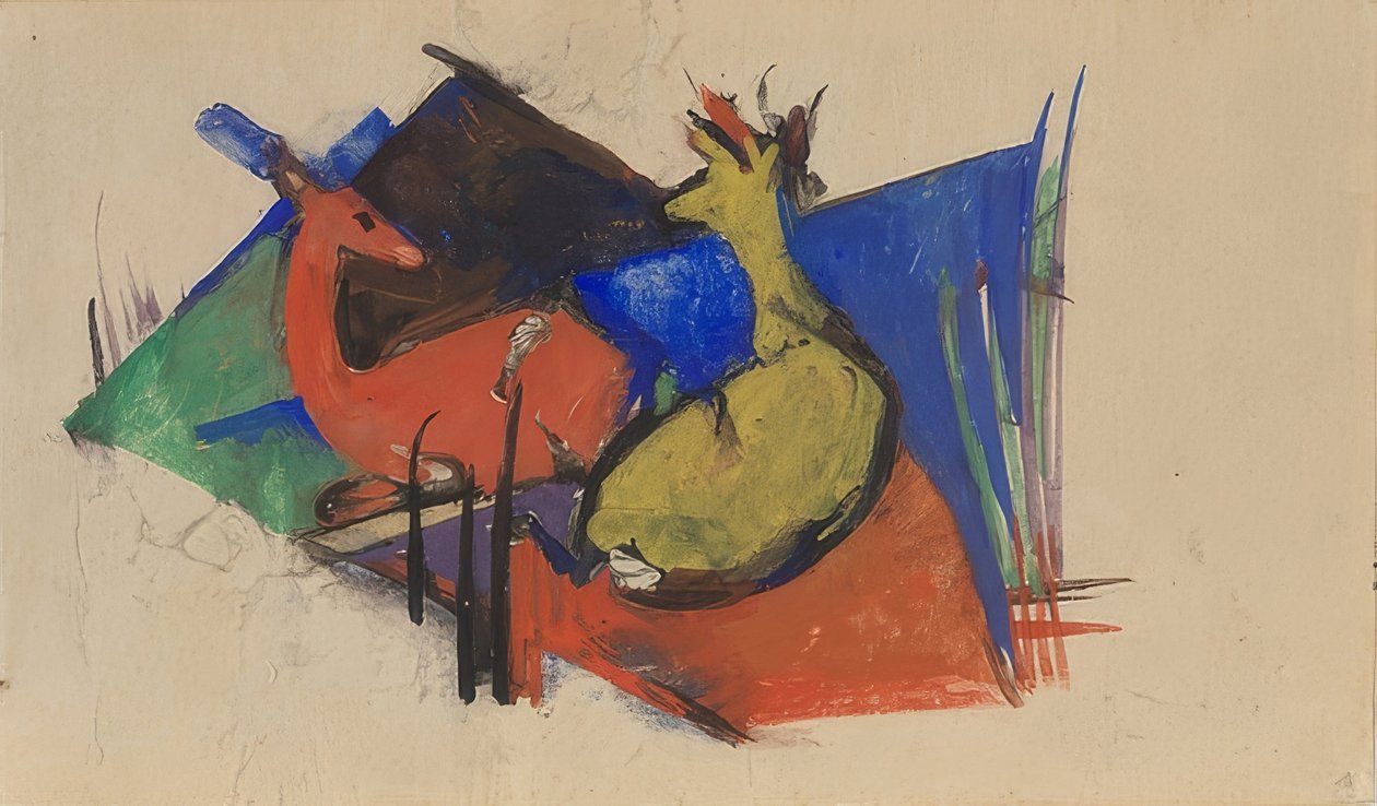 Due cervi sdraiati da Franz Marc