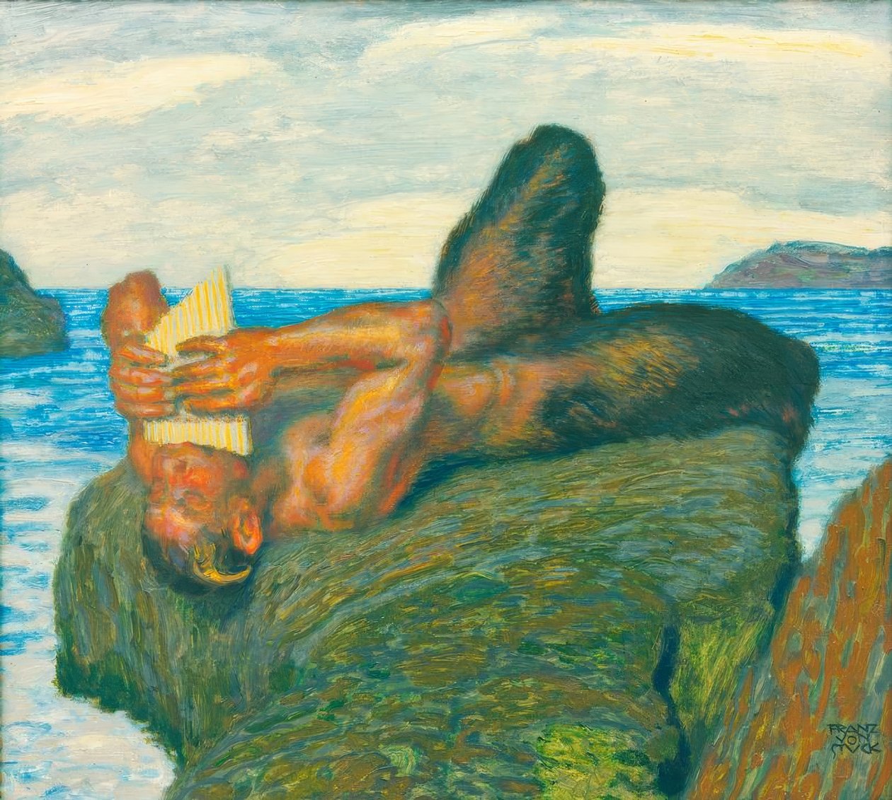 Fauno che suona la siringa al mare da Franz von Stuck