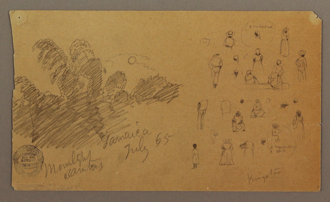 Disegno, figure, bambù al chiaro di luna, luglio 1865 da Frederic Edwin Church