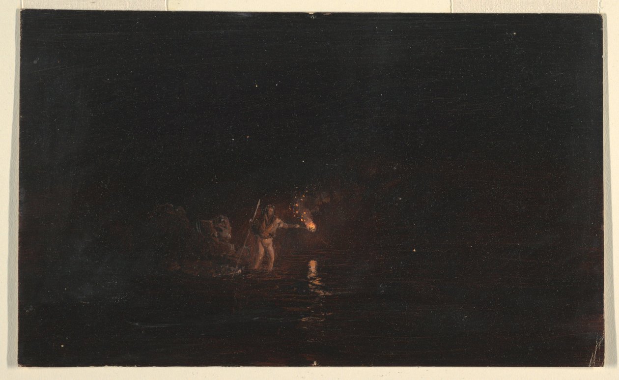 Disegno, Scena di pesca notturna, 1868-69 da Frederic Edwin Church