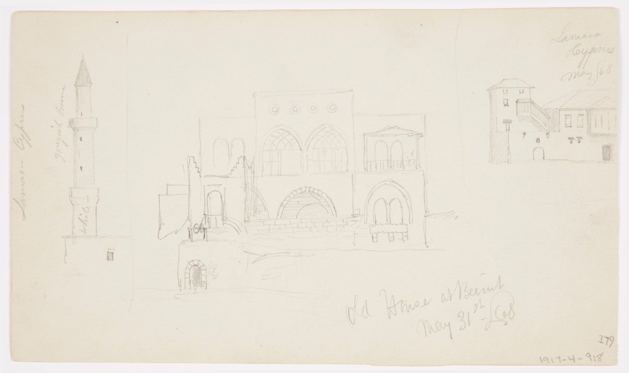Disegno, Casa antica, Beirut, 1868 da Frederic Edwin Church