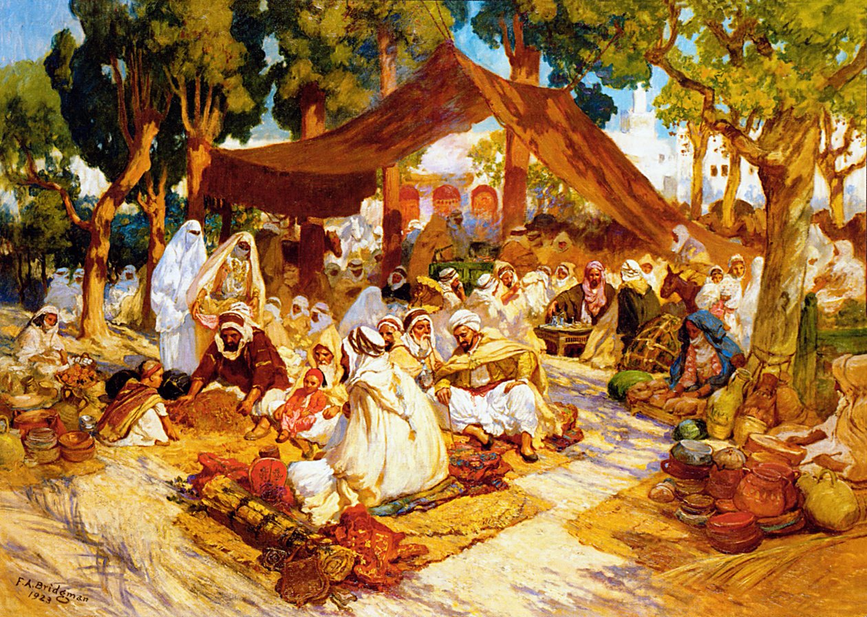 Un raduno serale in un accampamento nordafricano da Frederick Arthur Bridgman