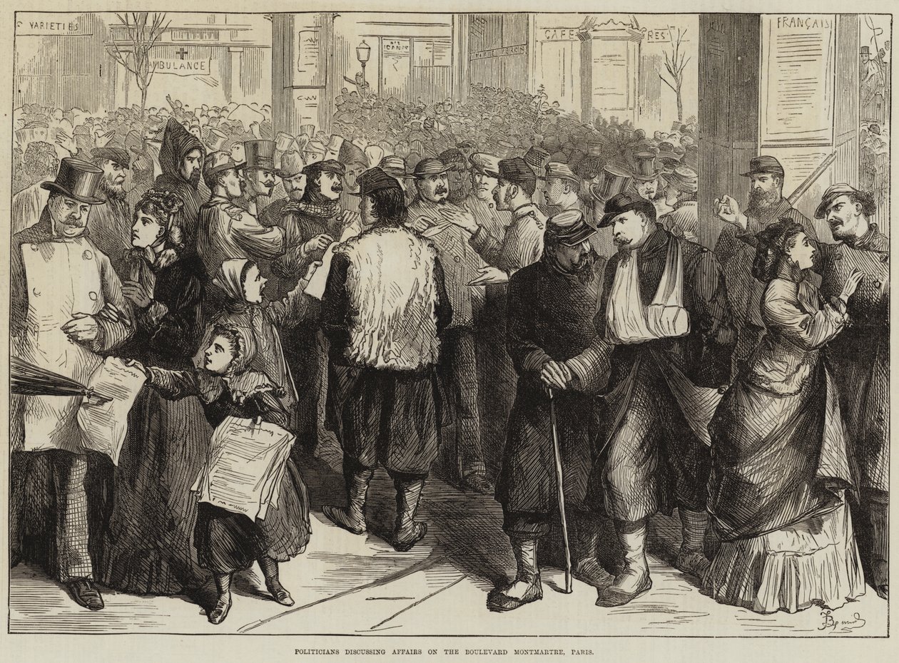 Politici che discutono affari sul Boulevard Montmartre, Parigi da Frederick Barnard