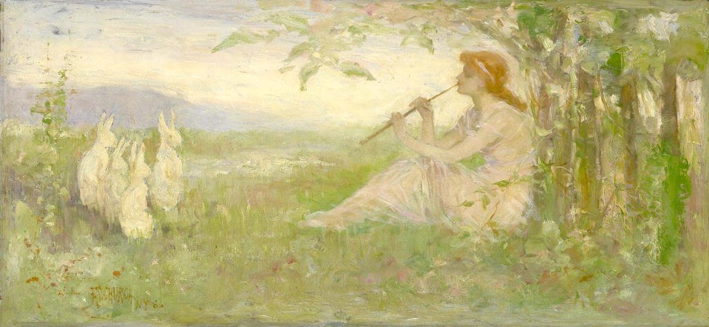 Ragazza con conigli da Frederick Stuart Church
