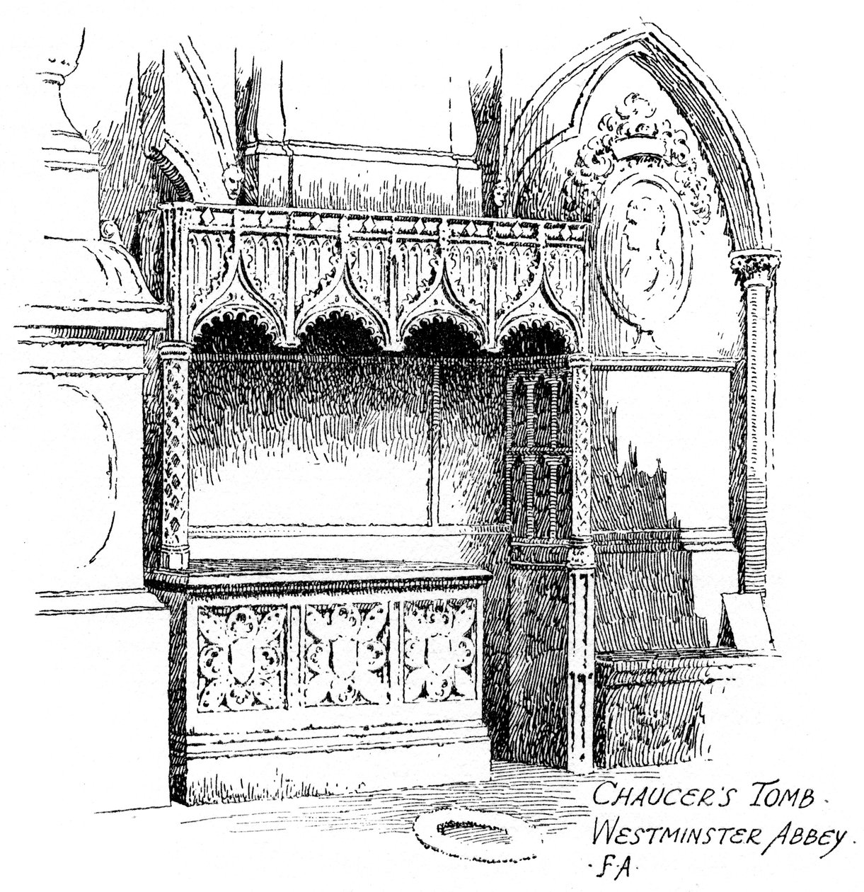 Tomba di Chaucer, Abbazia di Westminster, Londra, 1912 da Frederick Adcock