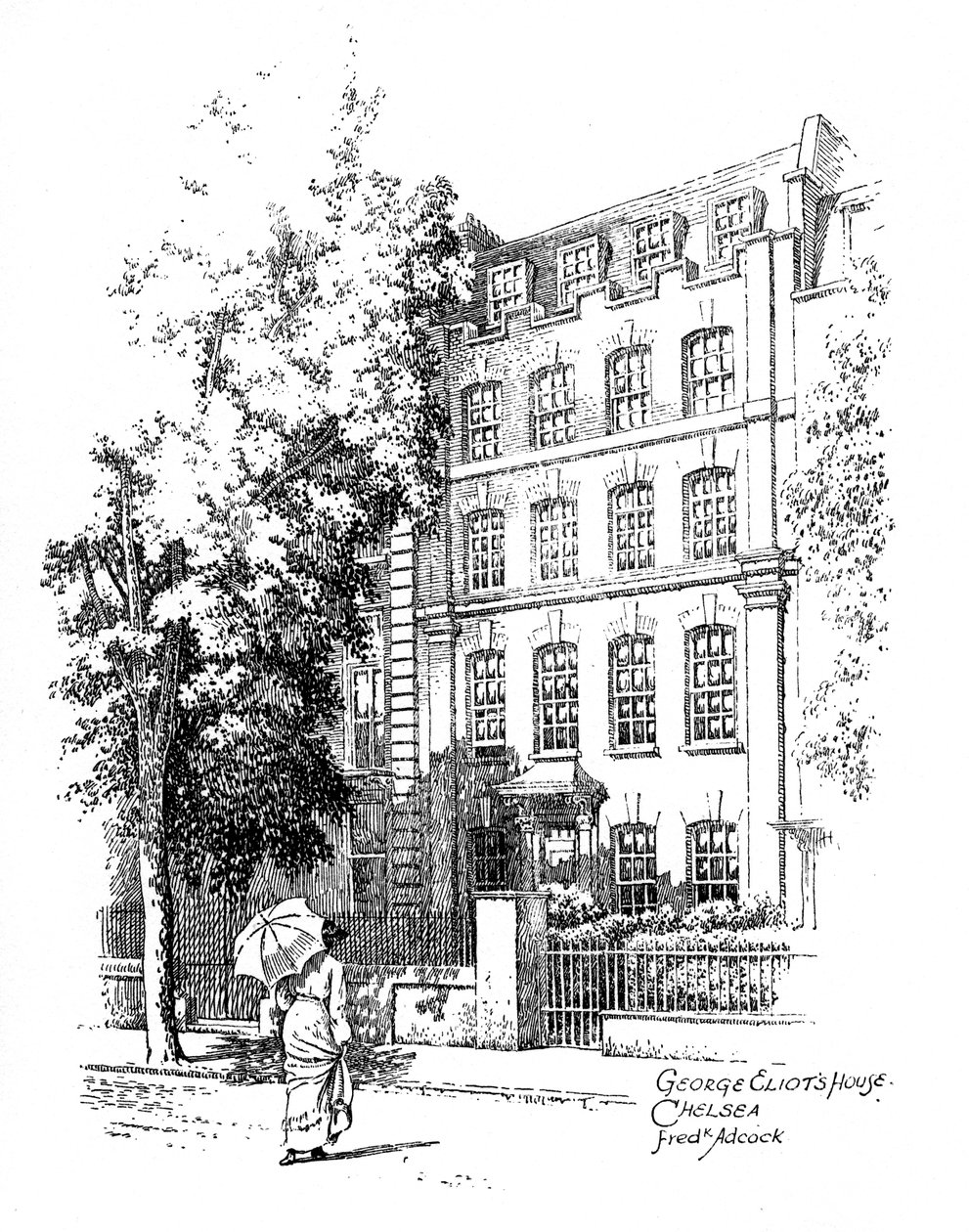 Casa di George Eliot, Chelsea, Londra, 1912 da Frederick Adcock